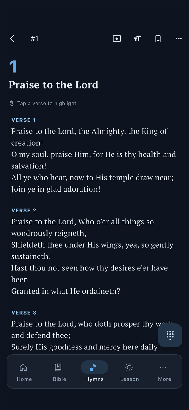 A hymn with its verses and chorus.